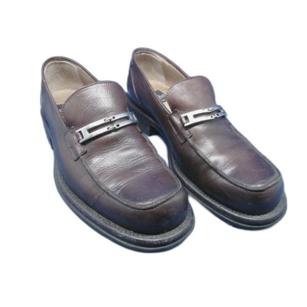 Bacco Bucci Square Toe Slip On Italian Brown Leather Casual Shoes Size 10.5 D